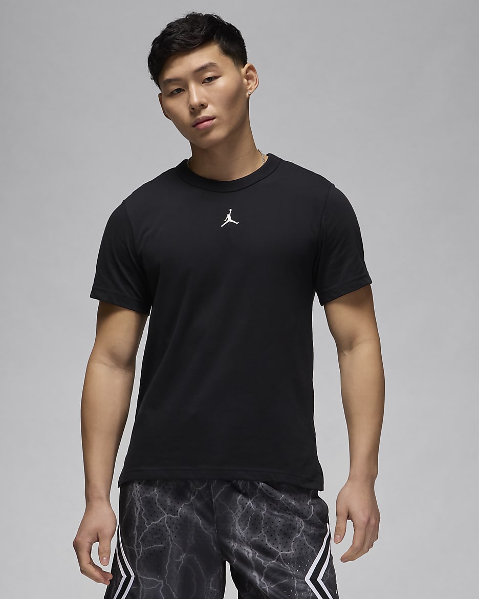 Jordan Dri-FIT Sport 男子透气速干短袖运动上衣 - 黑/白色