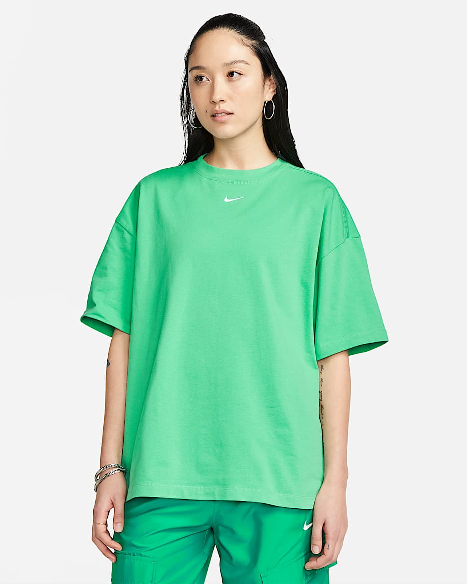 Nike Sportswear Essential 女子 Oversize 风短袖T恤 - 春绿/白色