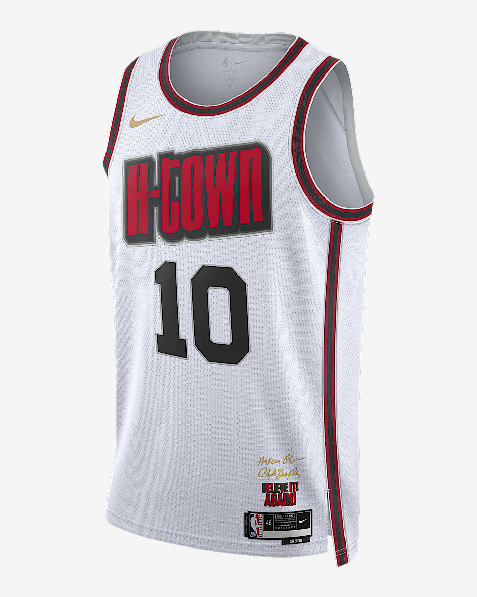 2024/25 赛季休斯顿火箭队小贾巴里·史密斯 (Jabari Smith) City Edition Nike Dri-FIT NBA Swingman Jersey 男子速干球衣 - 白色