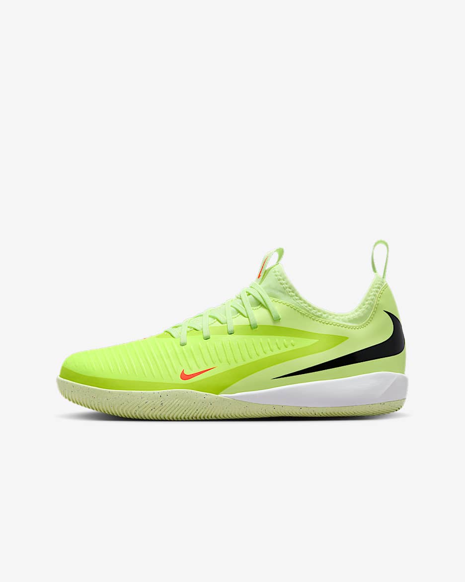 Nike Jr. Phantom 6 Low Academy 耐克暗煞系列大童 IC 室内/球场低帮足球鞋 - 橙红/亮石灰色/黑