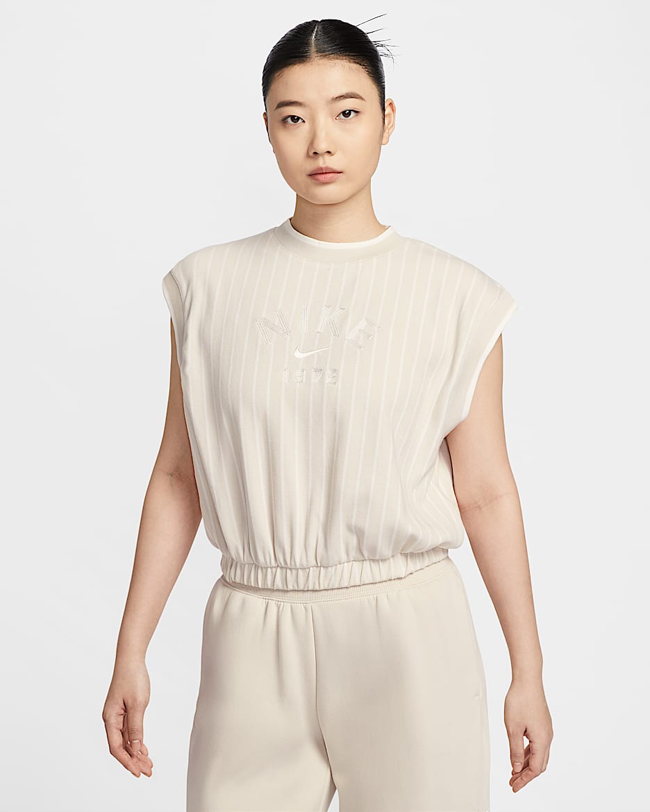 Nike Sportswear Collection 女子宽松针织无袖上衣 - 浅土褐/帆白/微黄绿/白色