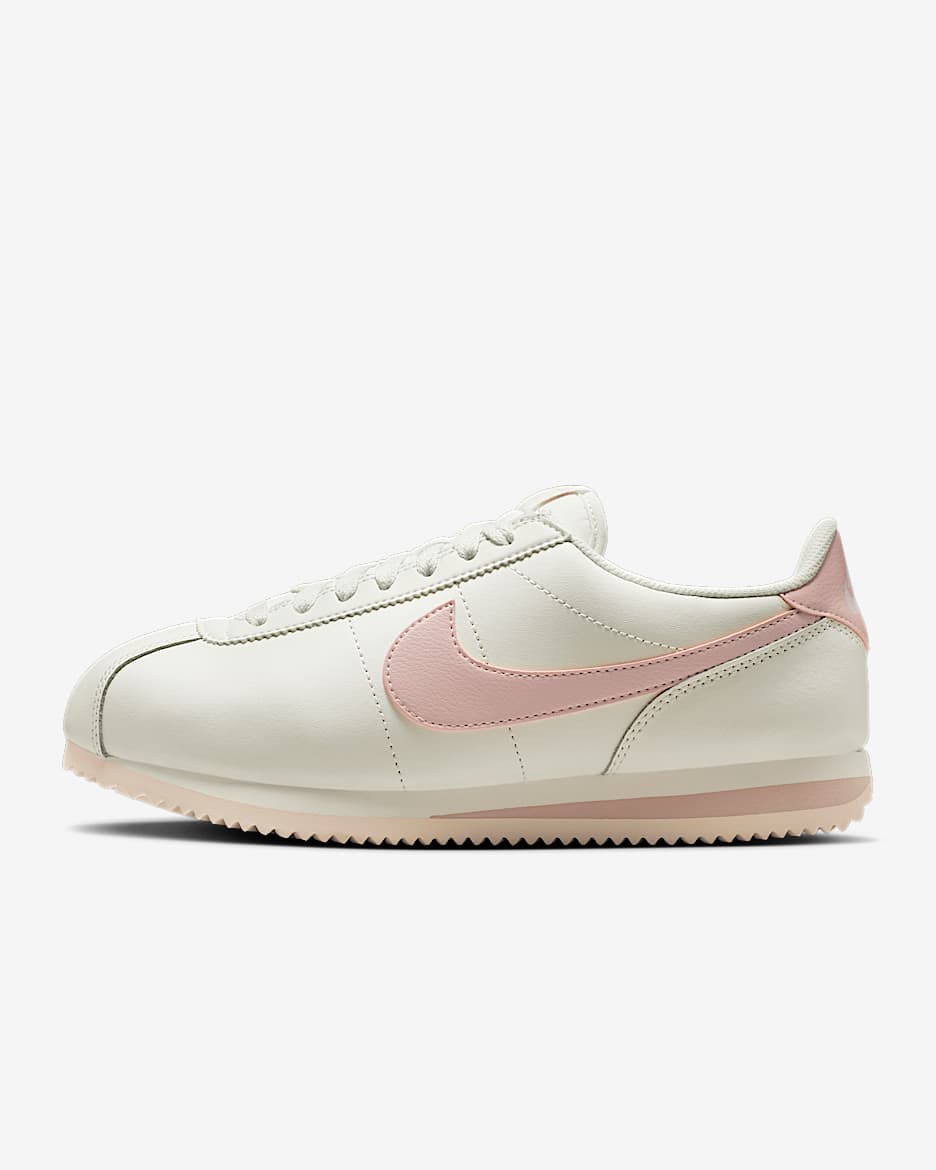 Nike Cortez Leather 女子复古运动鞋 - 帆白/砂岩灰粉