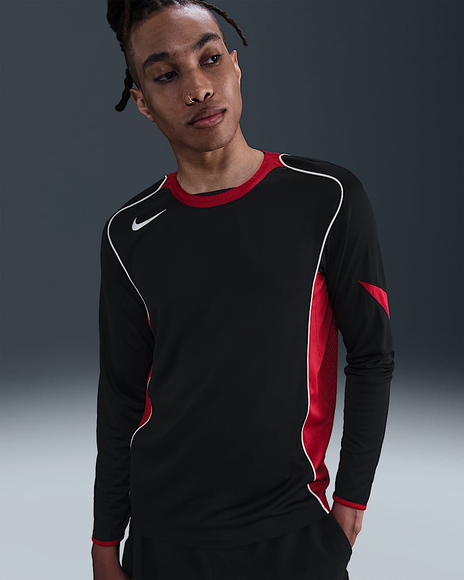 Nike Total 90 Dri-FIT 男子速干长袖足球上衣 - 黑/健身红/帆白/帆白