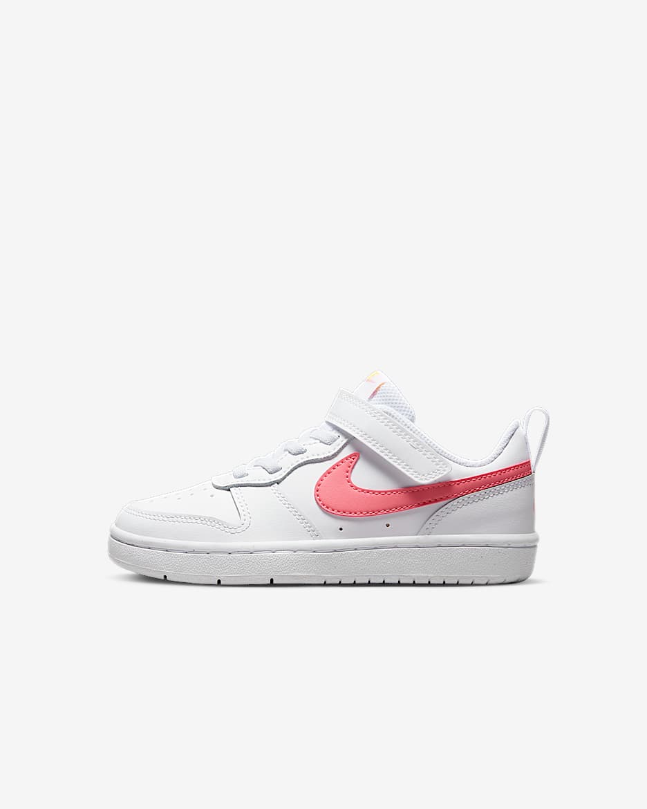 Nike Court Borough Low 2 幼童运动鞋 - 白色/激光橙/珊瑚粉红