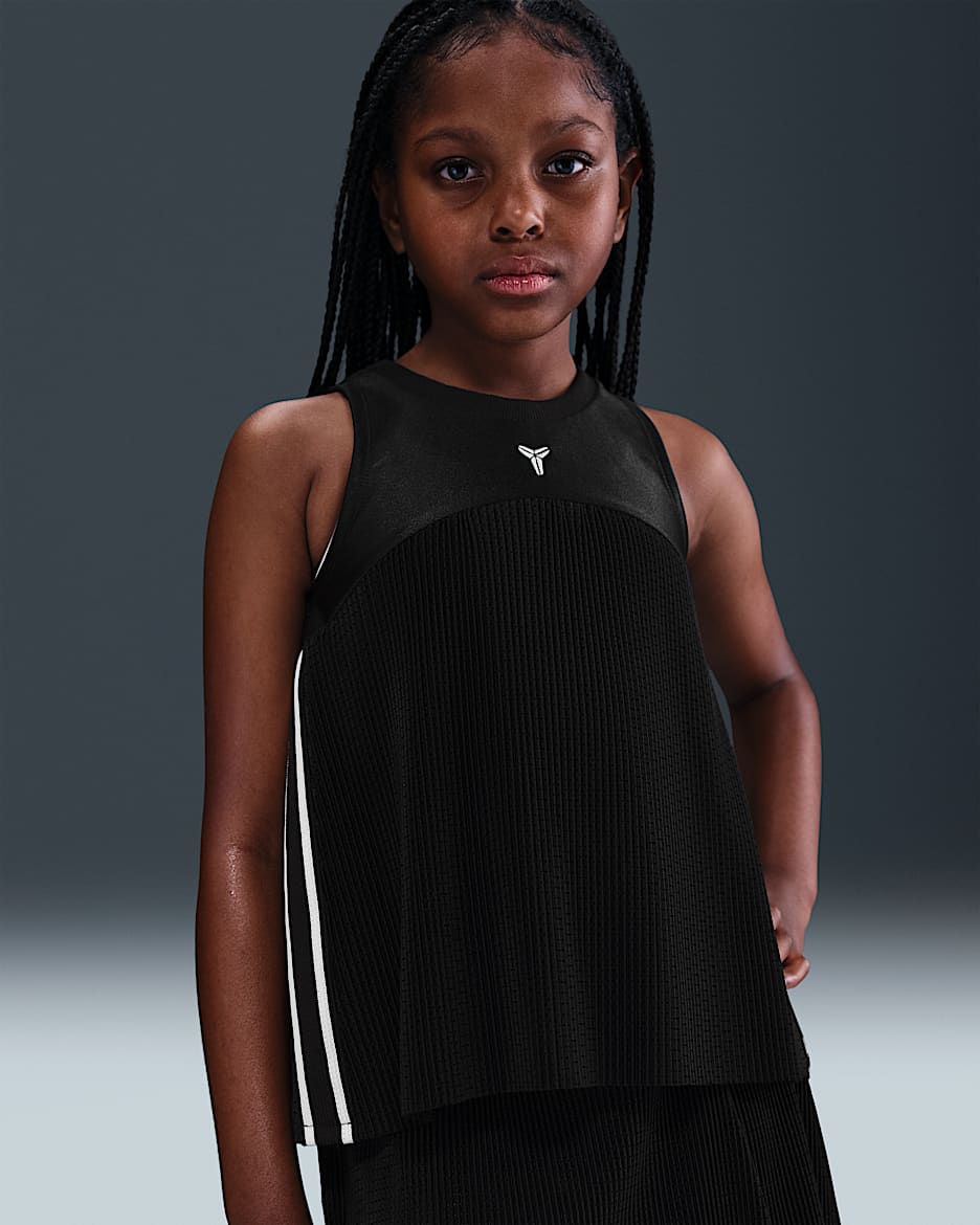 Kobe Nike 科比系列大童（女孩）速干篮球背心 - 黑/白色