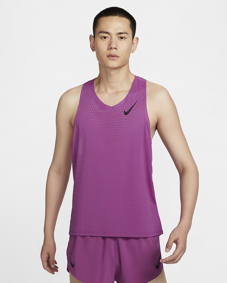 Nike AeroSwift Dri-FIT ADV 男子速干跑步背心 - 热辣紫红/黑
