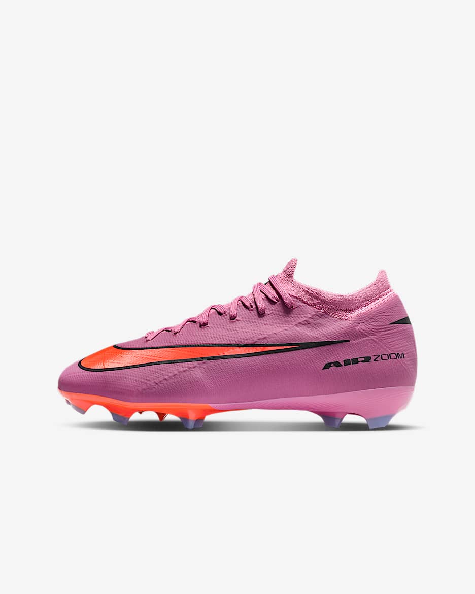 Nike Jr. Mercurial Vapor 16 Pro 耐克刺客系列大童天然硬质草地低帮足球鞋 - 神秘火烈鸟红/鲜橙红/黑