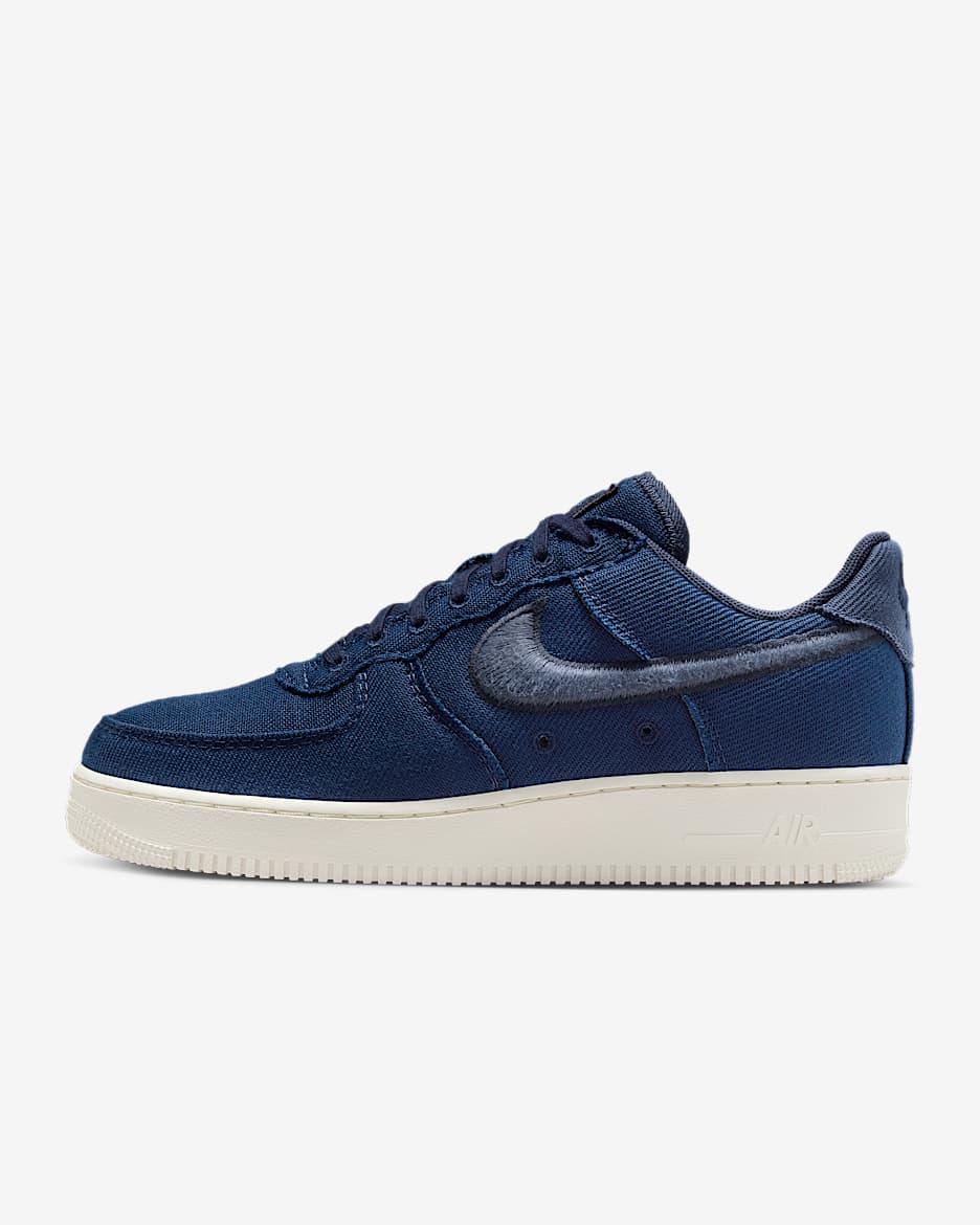 Nike Air Force 1 Low Canvas 男子空军一号运动鞋 - 大学深蓝/幻影灰白/暗蓝黑/闪电蓝