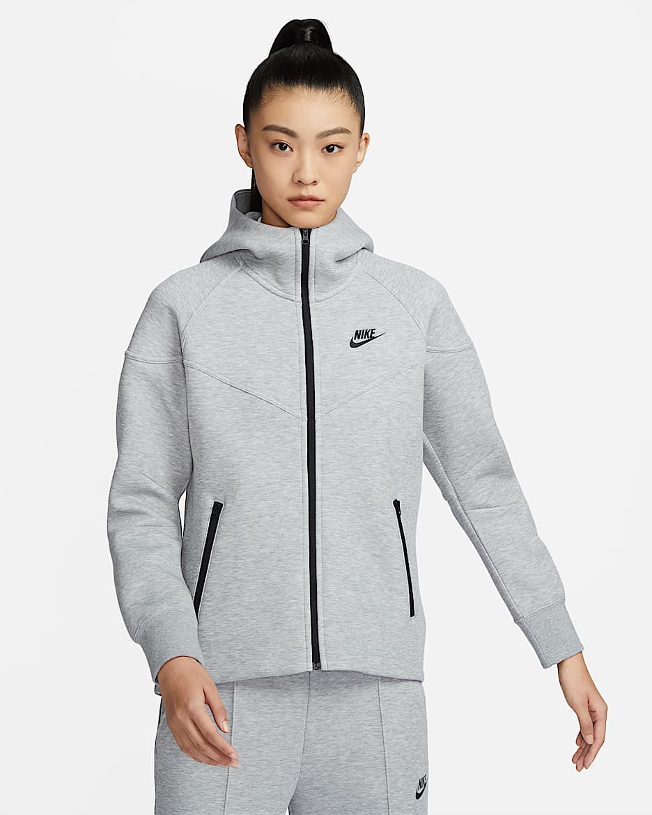 Nike Sportswear Tech Fleece Windrunner 女子全长拉链开襟连帽衫 - 调色暗灰/黑