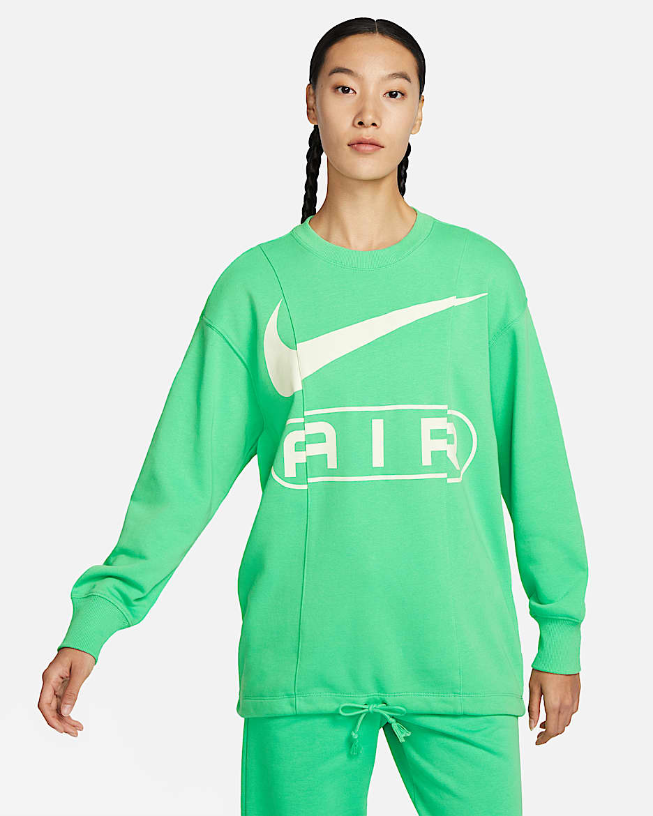 Nike Air 女子 Oversize 风法式毛圈圆领运动衫 - 春绿/帆白