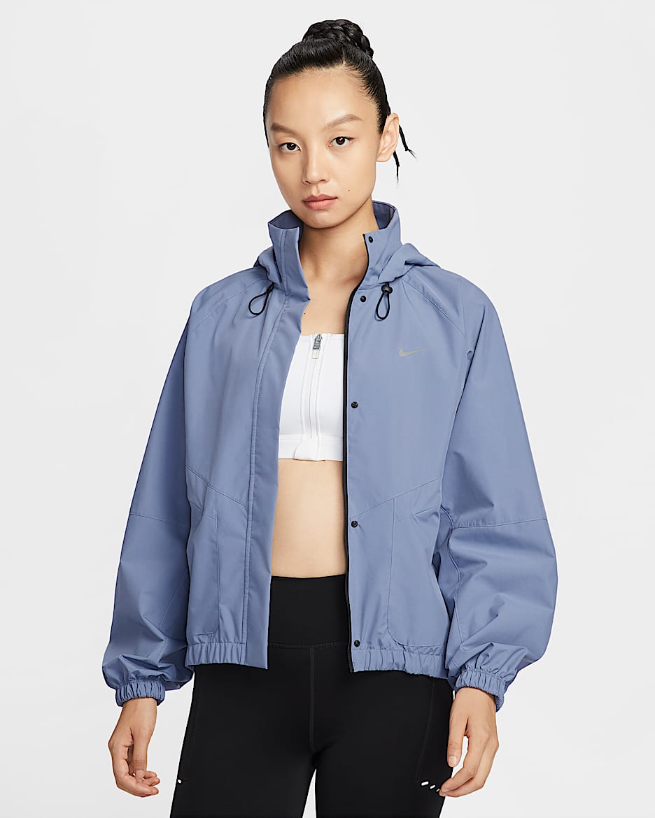 Nike Storm-FIT Swift 女子防风拒水跑步夹克 - 世界靛青/黑