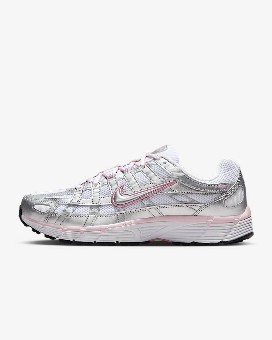 Nike P-6000 女子复古运动鞋 - 白色/元素粉/黑/金属银