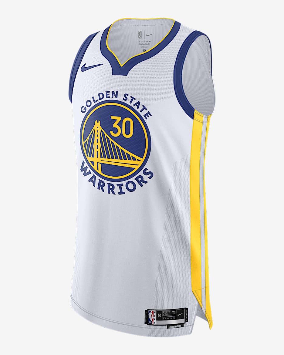 金州勇士队斯蒂芬·库里 (Stephen Curry) Association Edition Nike NBA Authentic Jersey 男子速干球衣 - 白色