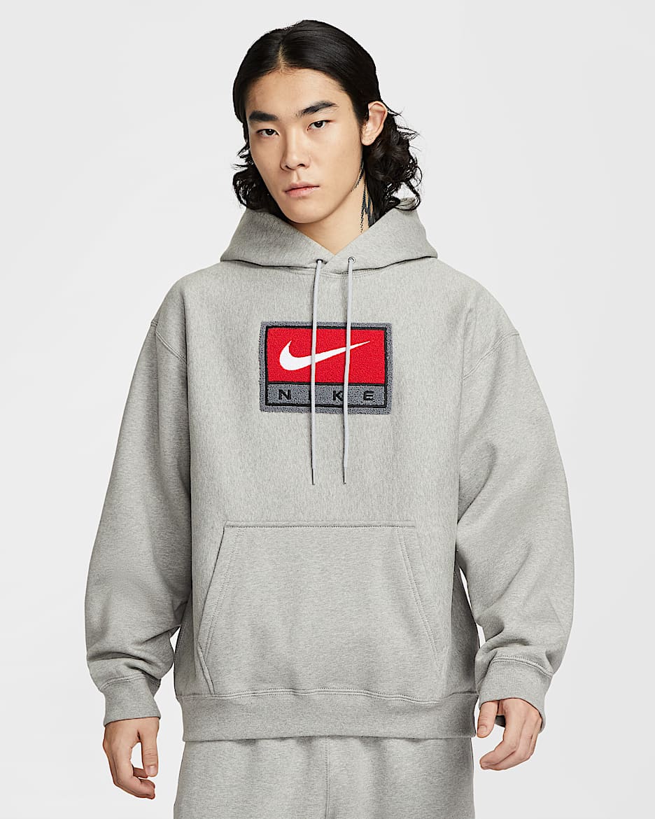 Nike 男子加绒套头连帽衫 - 调色暗灰/白色