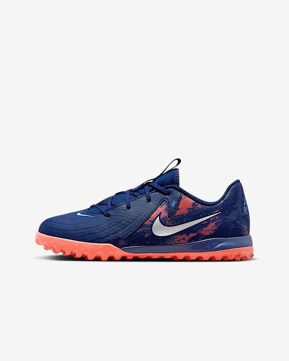 Nike Jr. Phantom GX 2 Academy "Erling Haaland" 耐克暗煞系列大童人造场地低帮足球鞋 - 空间蓝/金属铬色