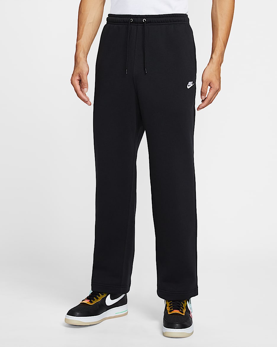 Nike Club 男子加绒直筒长裤 - 黑/黑/白色