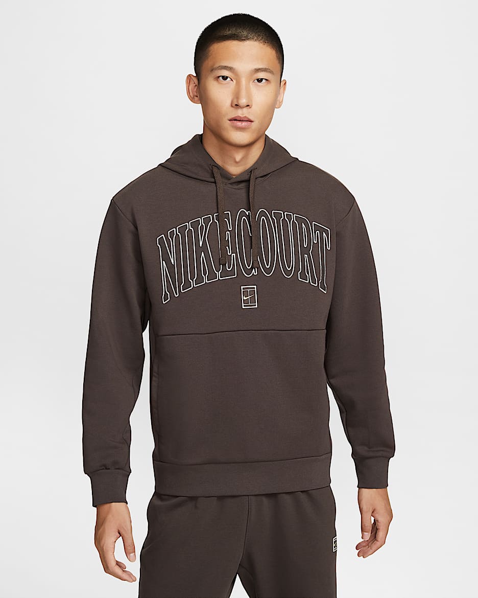 NikeCourt Heritage 耐克网球运动员同款 Dri-FIT 男子速干针织网球连帽衫 - 巴洛克棕/丝绒棕