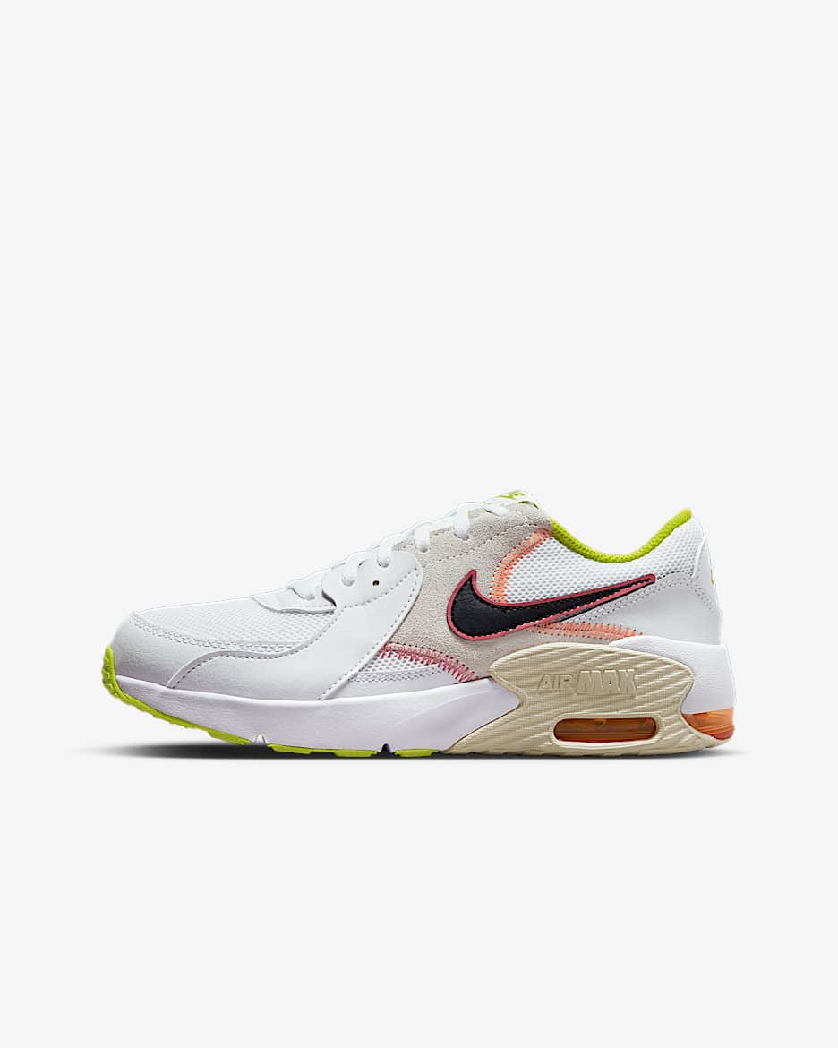 Nike Air Max Excee (GS) 大童运动童鞋 - 白色/椰奶色/仙人掌绿/黑