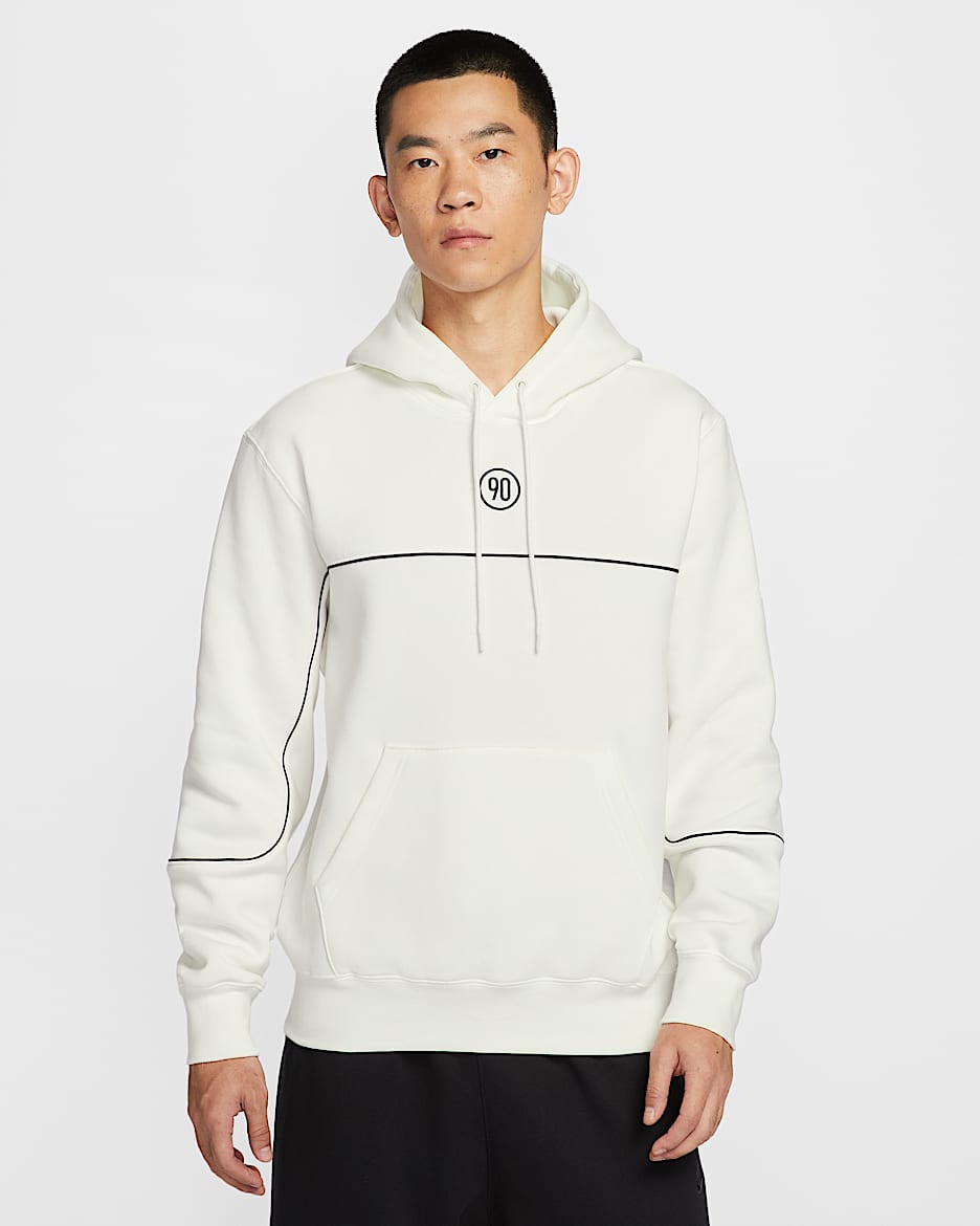 Nike Club Total 90 男子加绒足球套头连帽衫 - 帆白/黑/黑