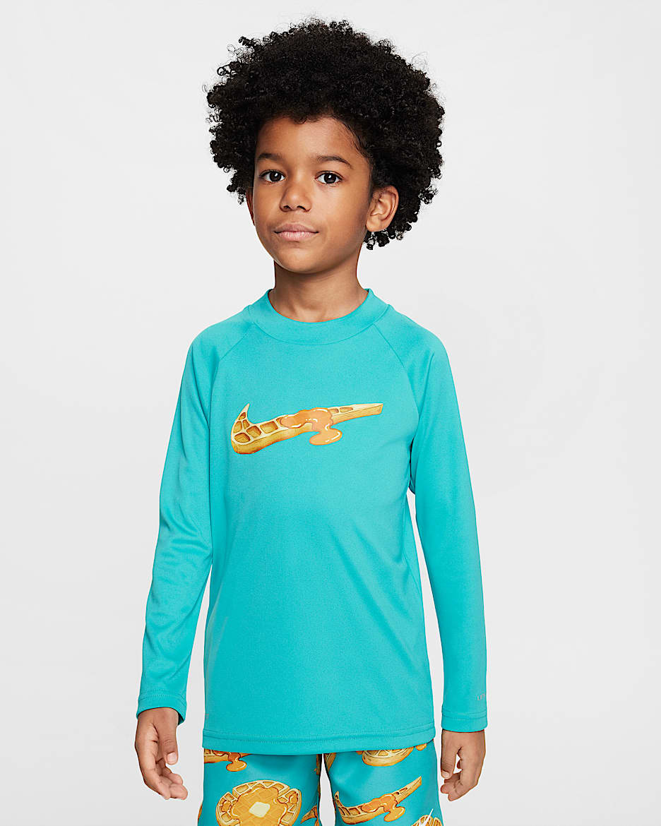 Nike Swim Hydroguard 幼童防晒速干长袖上衣 - 仙人掌绿/椰奶色/白色