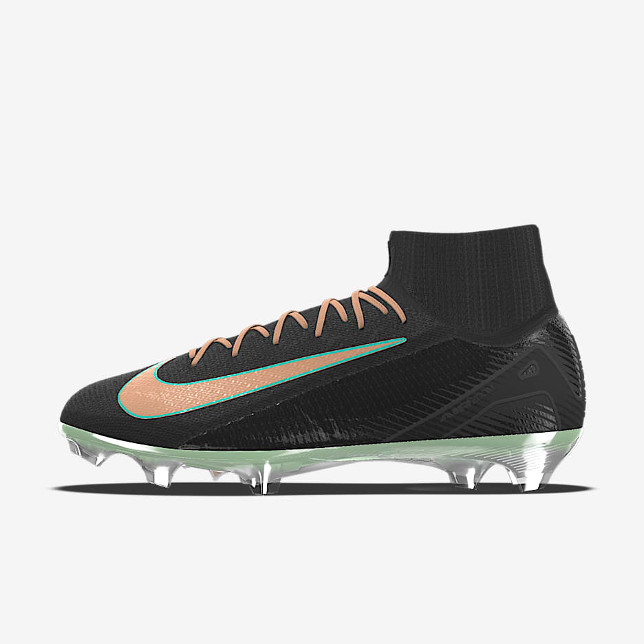 Nike Mercurial Superfly 10 Elite By You 耐克刺客系列专属定制天然硬质草地高帮足球鞋 - 黑/铁灰/黑
