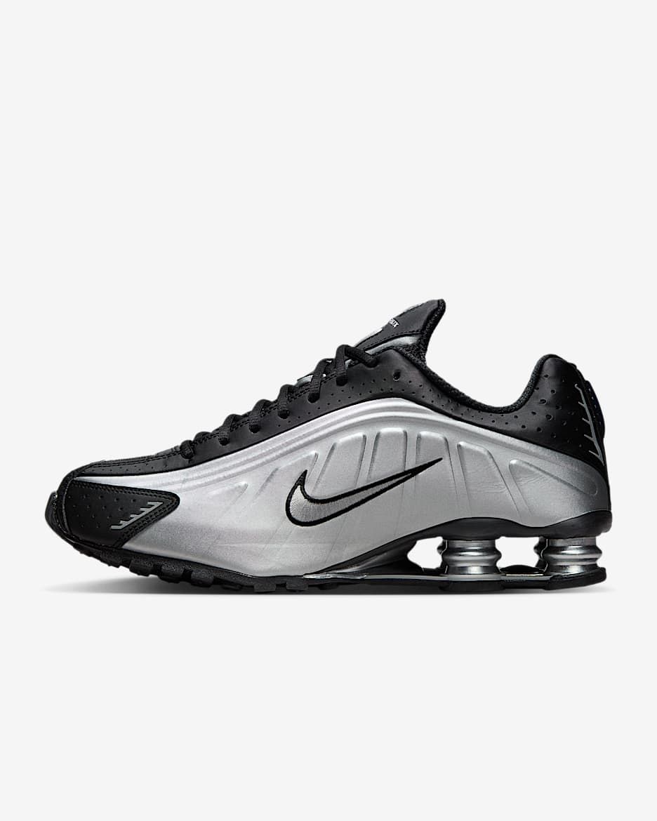 Nike Shox R4 男子气柱运动鞋 - 金属银/黑/金属银/金属银