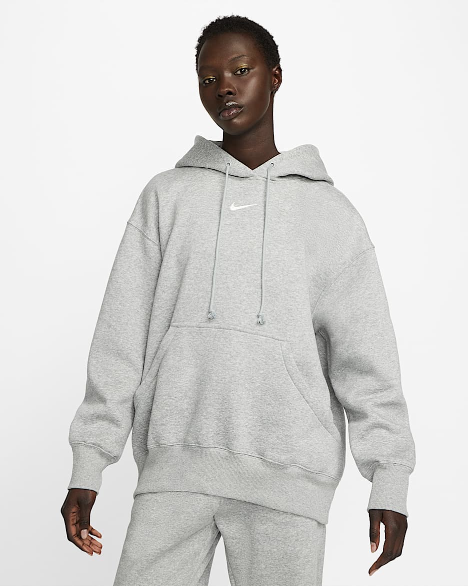 Nike Sportswear Phoenix Fleece 女子 Oversize 风加绒套头连帽衫 - 调色暗灰/帆白