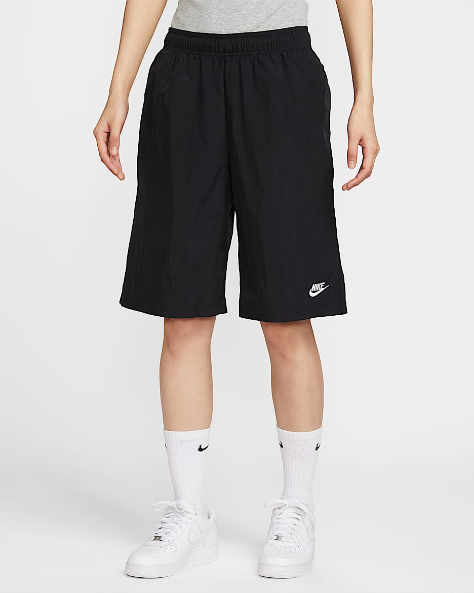 Nike Sportswear 女子中腰宽松短裤 - 黑/帆白
