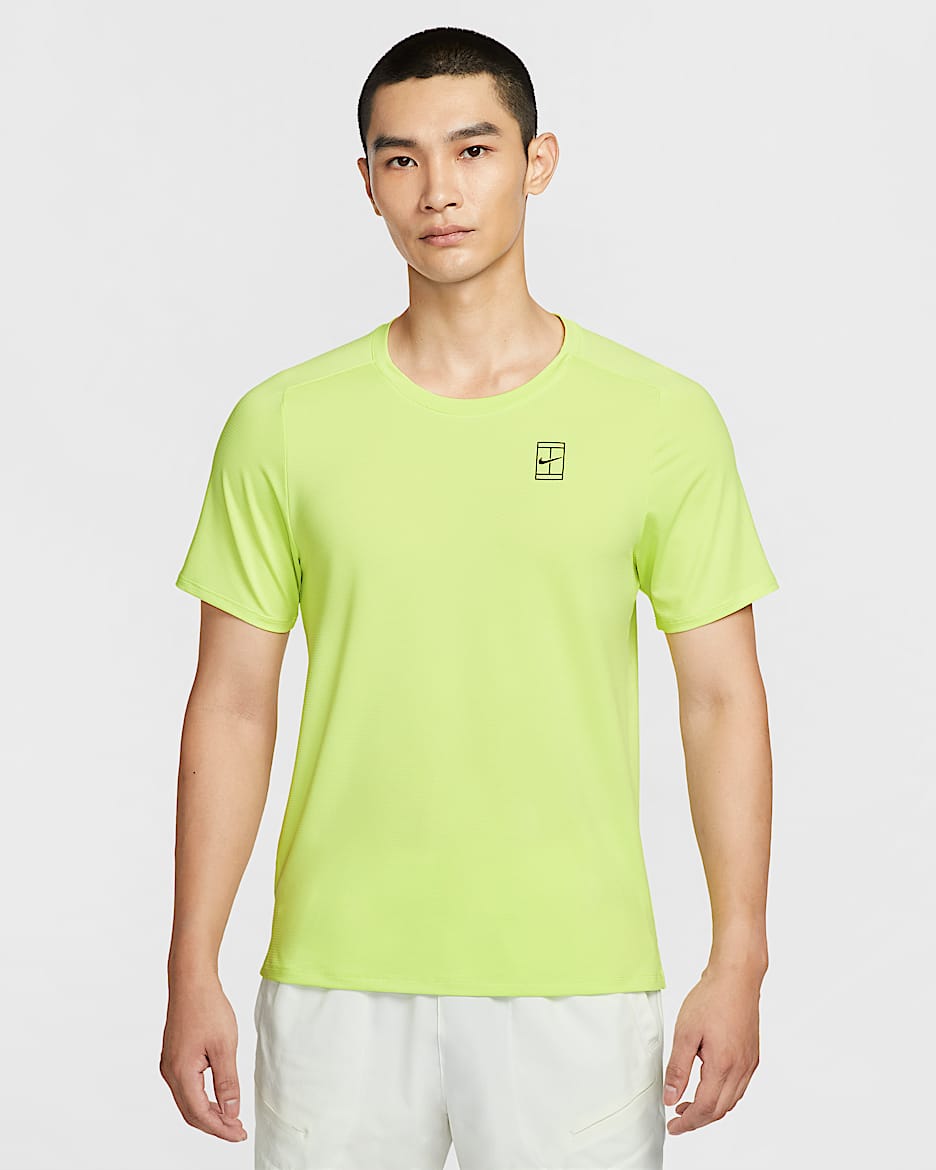 NikeCourt Advantage Dri-FIT 男子速干短袖网球上衣 - 浅柠檬黄