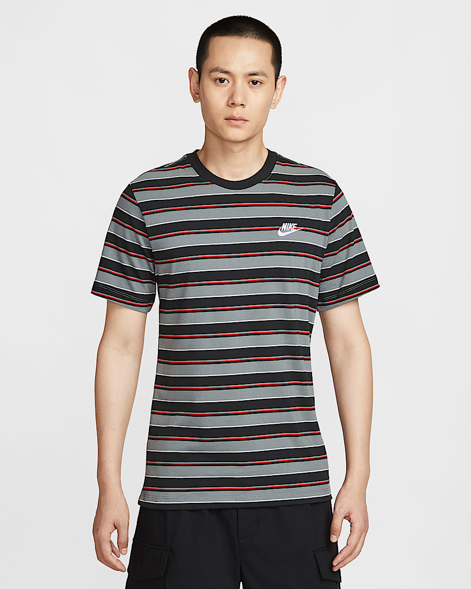 Nike Club 男子T恤 - 黑/烟灰/大学红