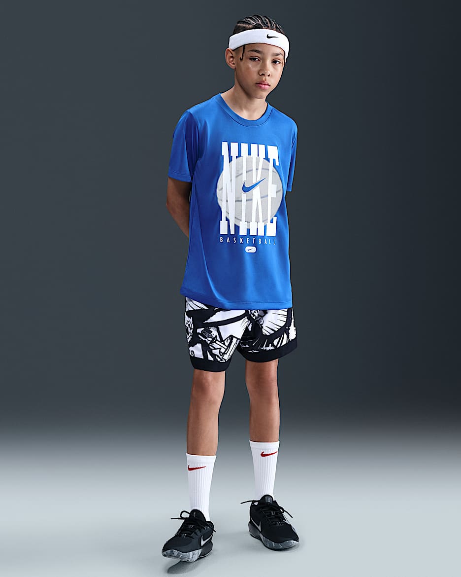 Nike Court Dri-FIT 大童速干篮球短裤 - 黑/白色/白色