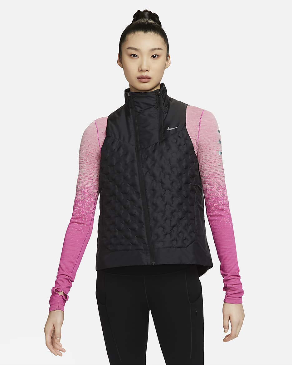 Nike Therma-FIT ADV Repel AeroLoft 女子拒水羽绒拼接跑步马甲 - 黑