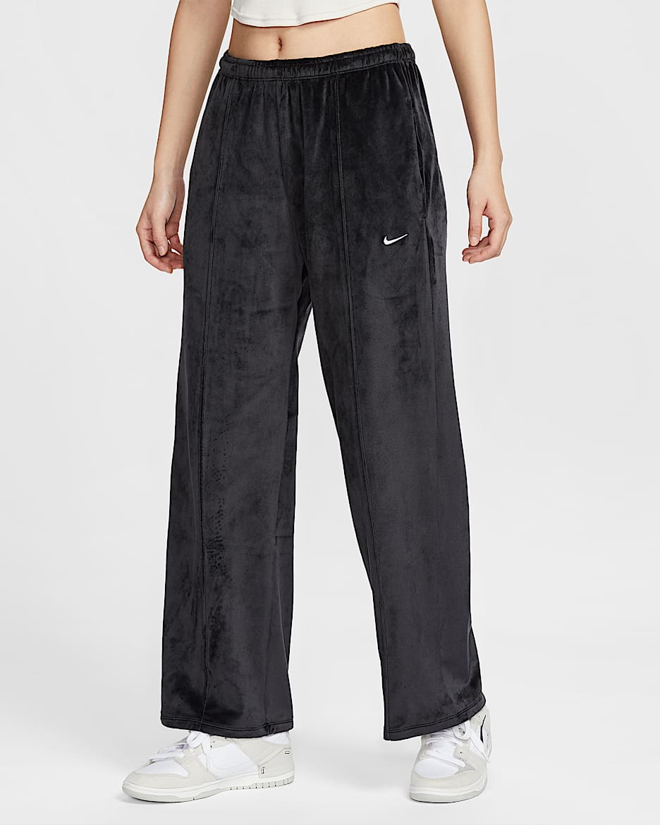 Nike Sportswear Chill Knit 女子中腰加绒长裤 - 黑/帆白