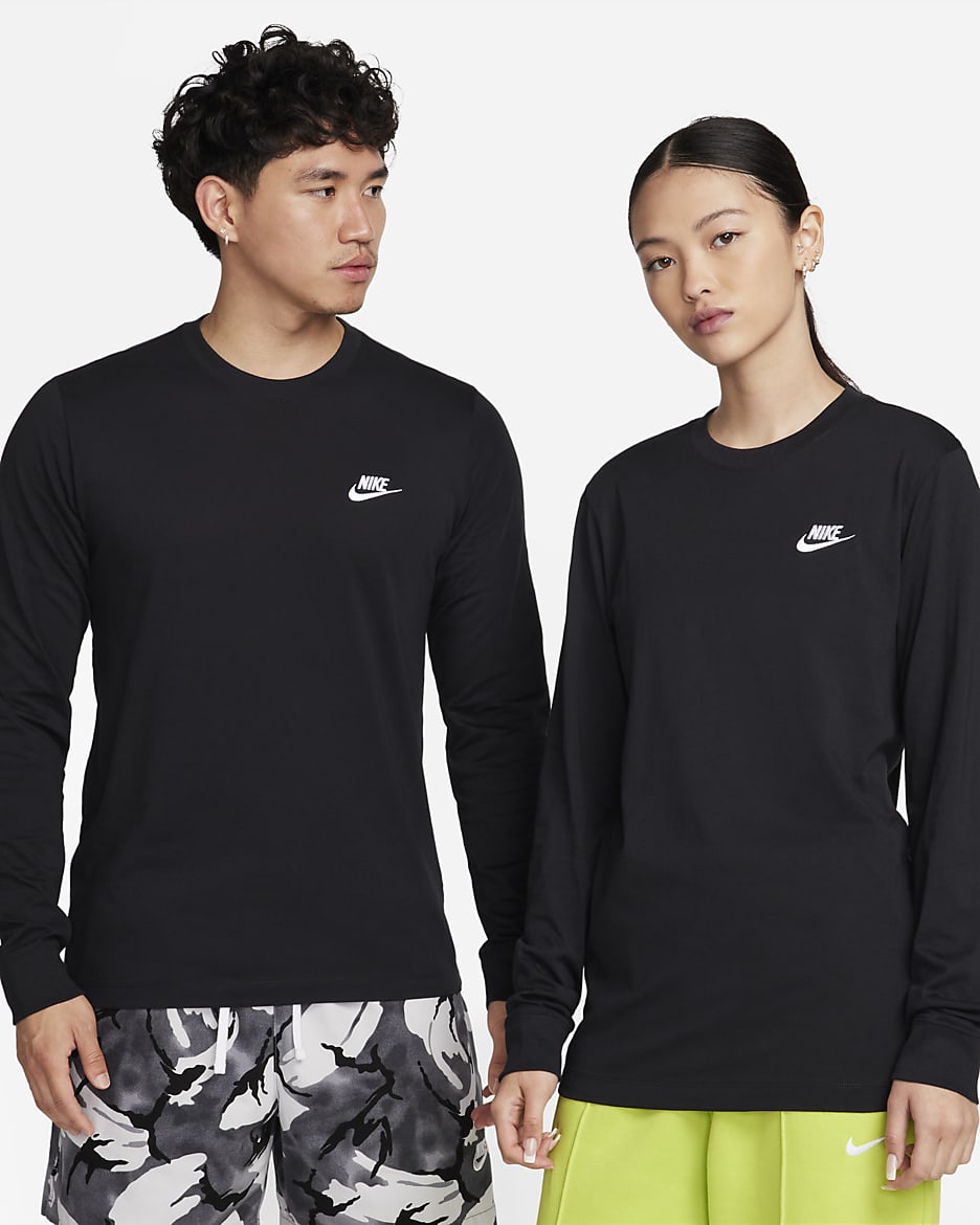 Nike Sportswear 男子长袖T恤 - 黑/白色