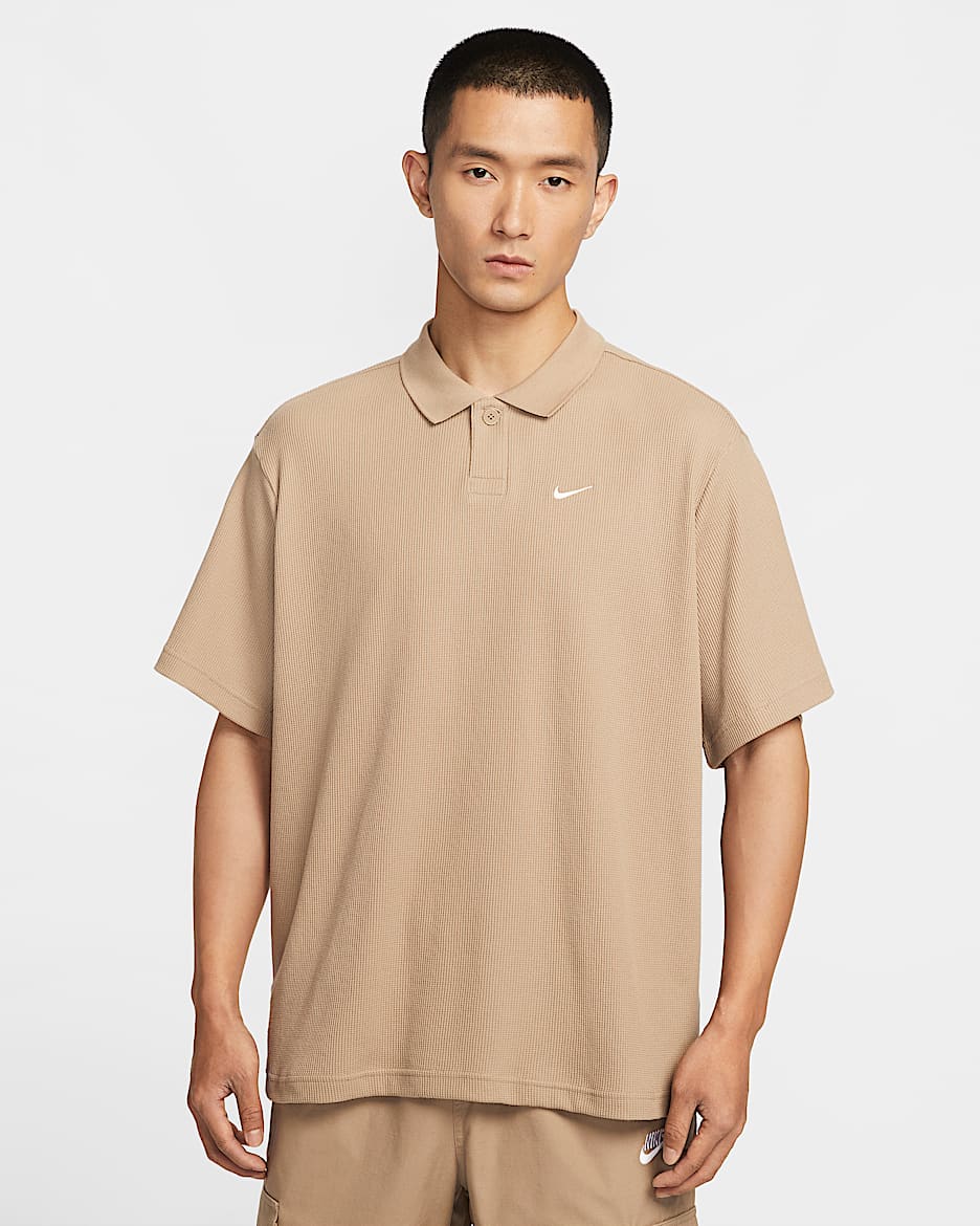 Nike Club 男子 Oversize 风翻领T恤 - 卡其