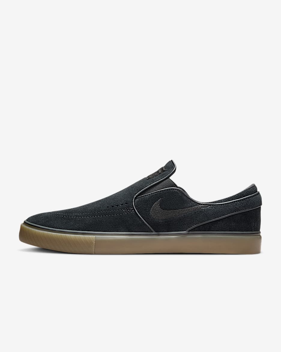 Nike SB Janoski+ Slip 男子易穿脱滑板鞋 - 黑/黑/橡皮浅褐/黑