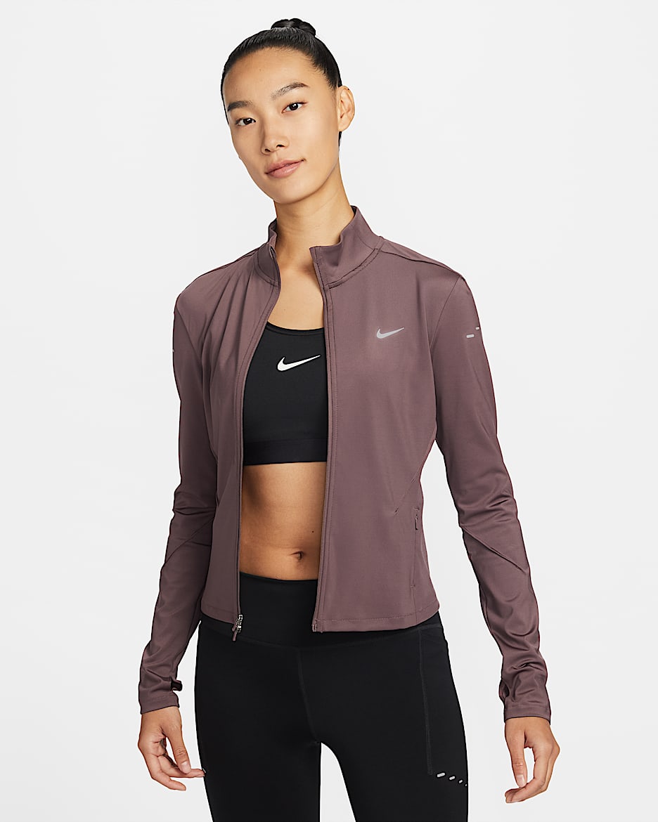 Nike Swift Dri-FIT 女子速干全长拉链开襟跑步上衣 - 图腾黑紫