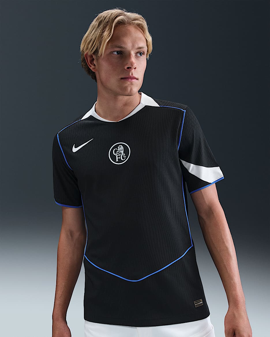 2025/26 赛季切尔西第三球衣球员版 Nike Dri-FIT ADV Total 90 男子速干足球球衣 - 黑/领域银/游戏宝蓝/领域银