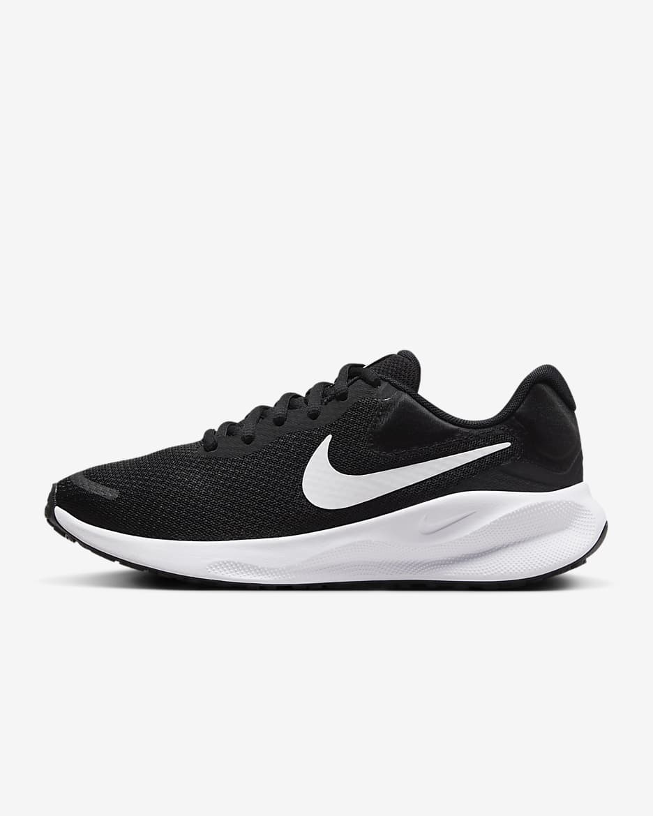 Nike Revolution 7 女子公路跑步鞋 - 黑/白色