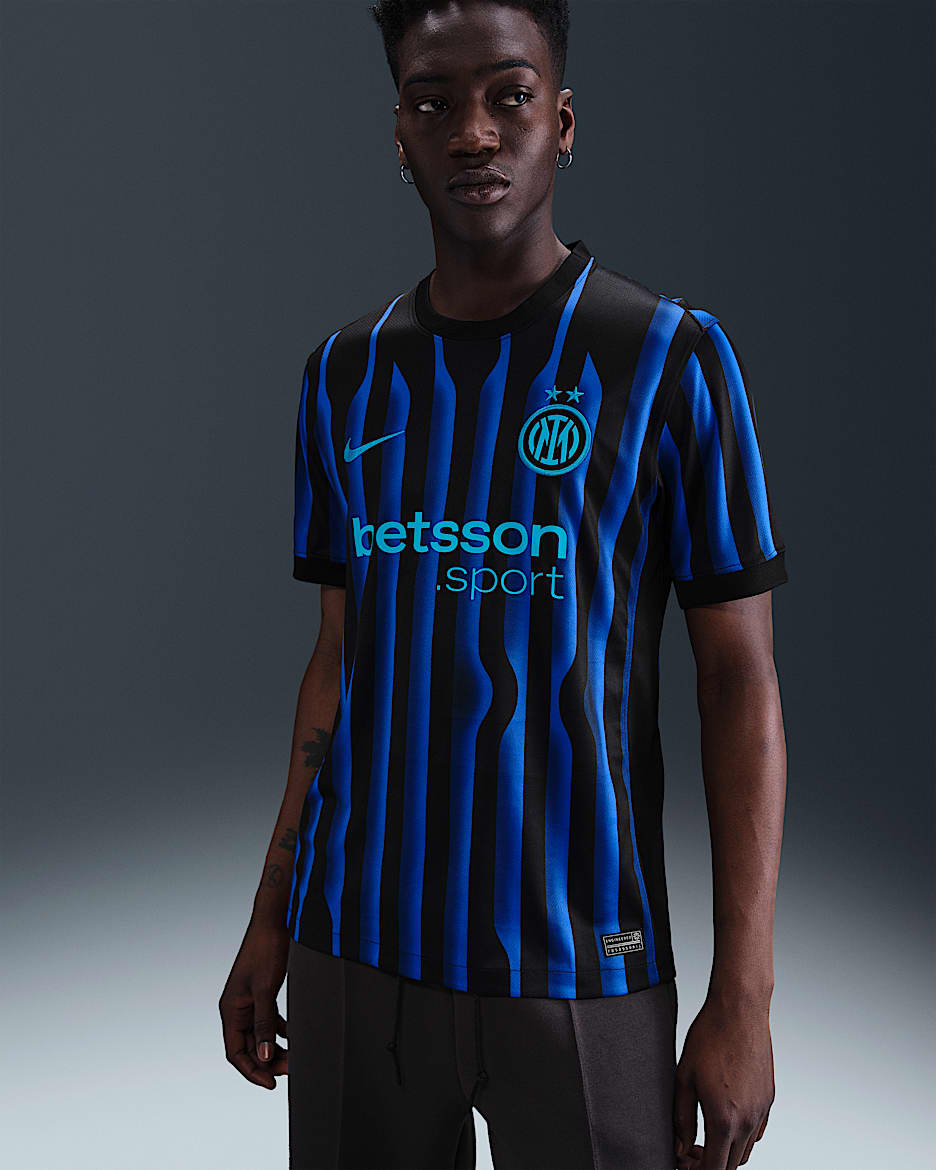 2025/26 赛季国际米兰主场球迷版 Nike Dri-FIT 男子速干足球球衣 - 里昂蓝/黑/氯蓝