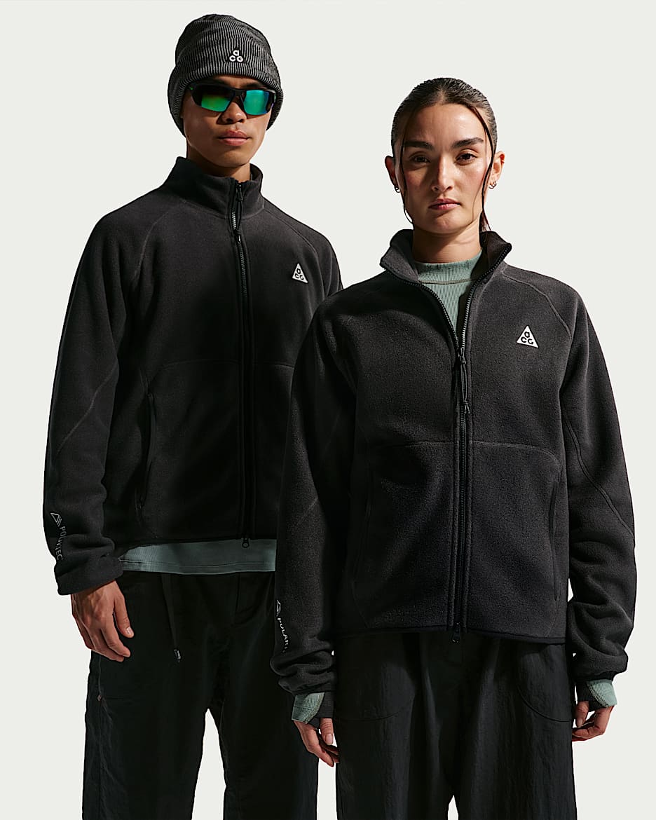 Nike ACG "Wolf Tree" 男子全长拉链开襟摇粒绒夹克 - 黑/黑/黑/山峰白