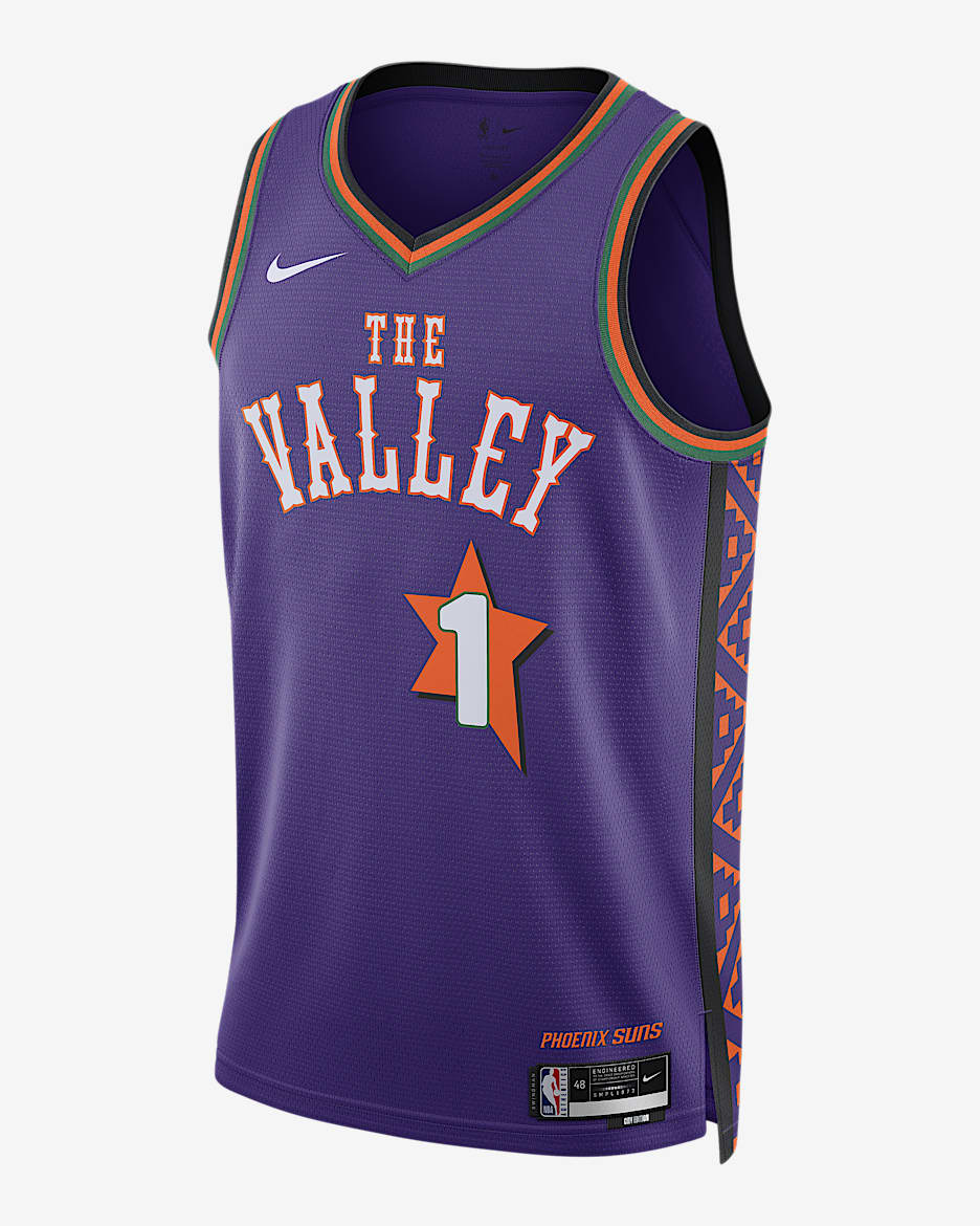2024/25 赛季菲尼克斯太阳队德文·布克 (Devin Booker) City Edition Nike Dri-FIT NBA Swingman Jersey 男子速干球衣 - 全域紫