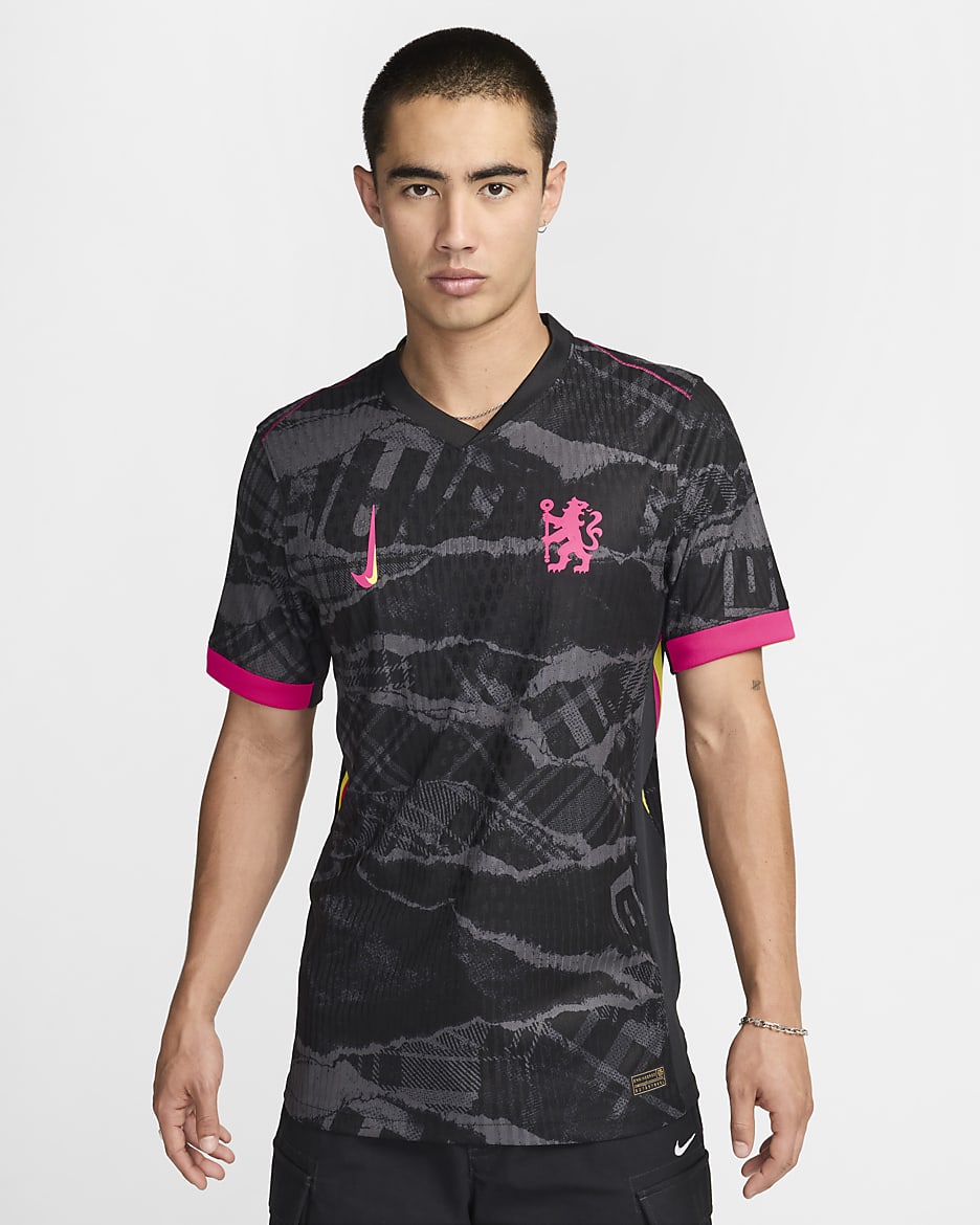 2024/25 赛季切尔西第三球衣球员版 Nike Dri-FIT ADV 男子速干足球球衣 - 煤黑/黑/欧皮特黄/深粉