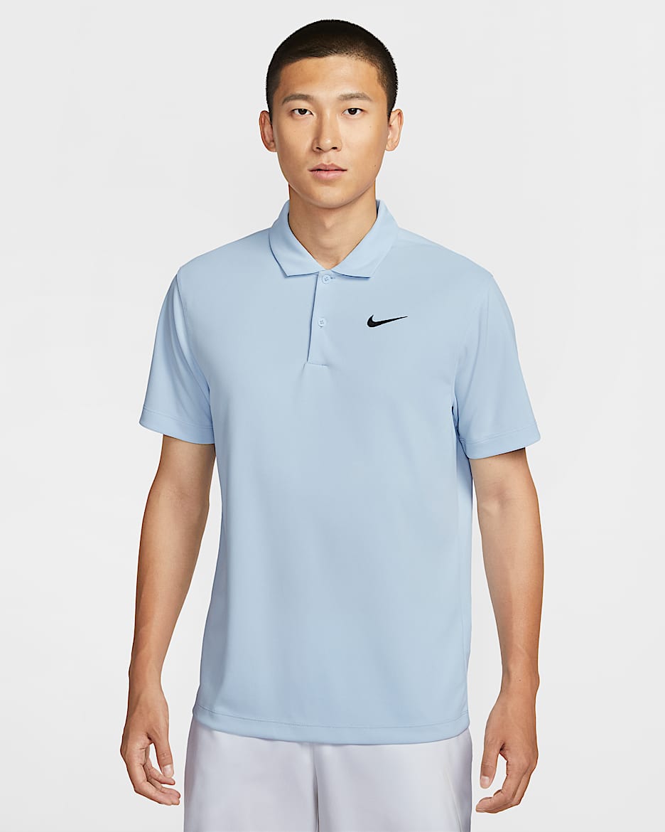 NikeCourt Dri-FIT 男子透气速干网球翻领T恤 - 天青石蓝/黑