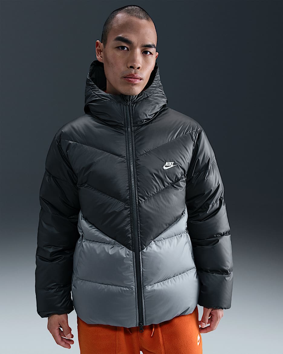 Nike Windrunner 耐克风行者系列男子拒水羽绒夹克 - 煤黑/冷灰/白色