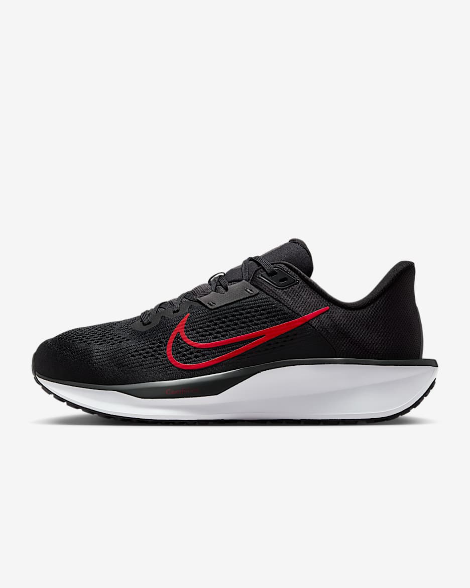 Nike Quest 6 男子公路跑步鞋 - 黑/白色/大学红