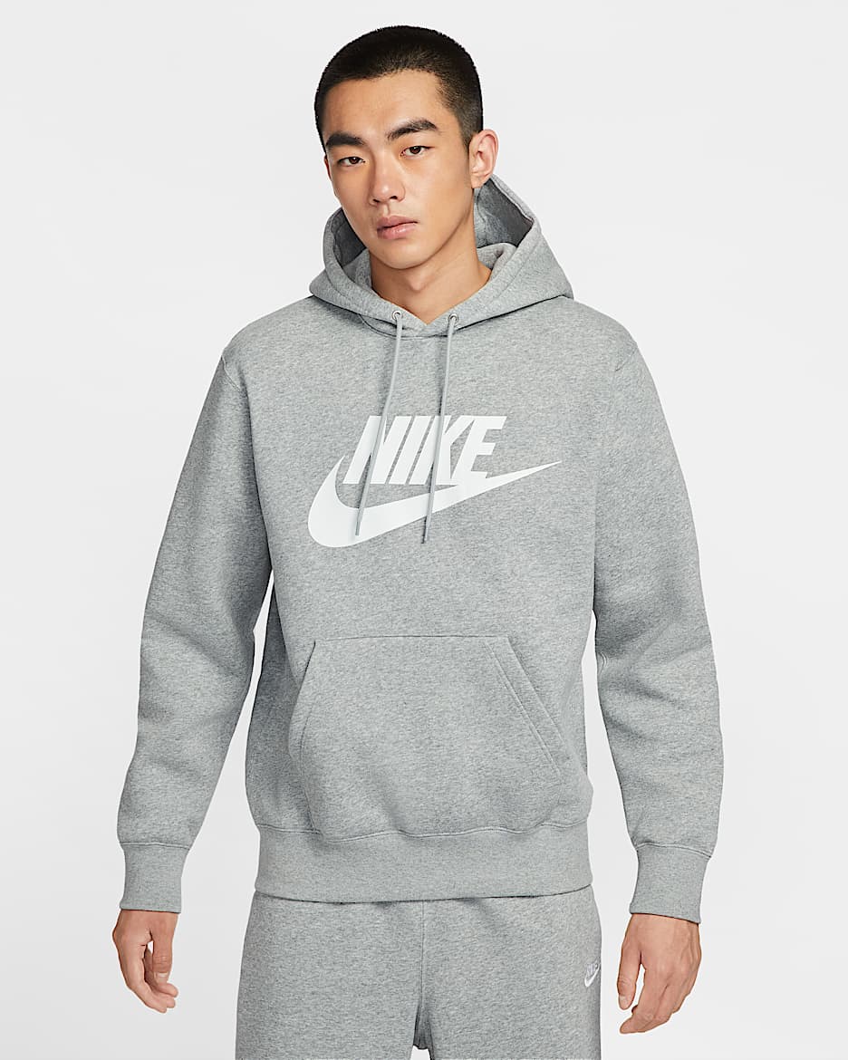 Nike Sportswear Club 男子加绒套头连帽衫 - 调色暗灰/浅烟灰/白色