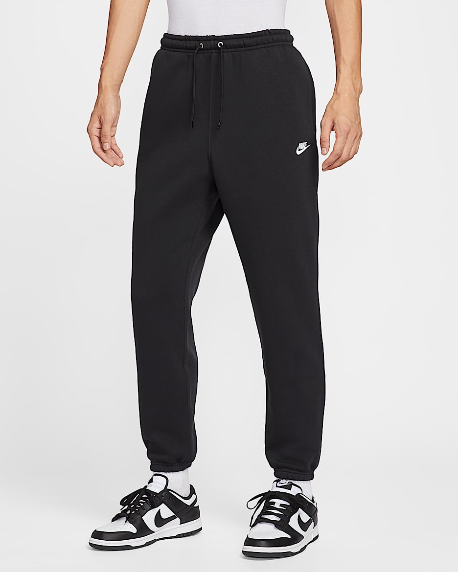 Nike Club 男子收口加绒长裤 - 黑/黑/白色