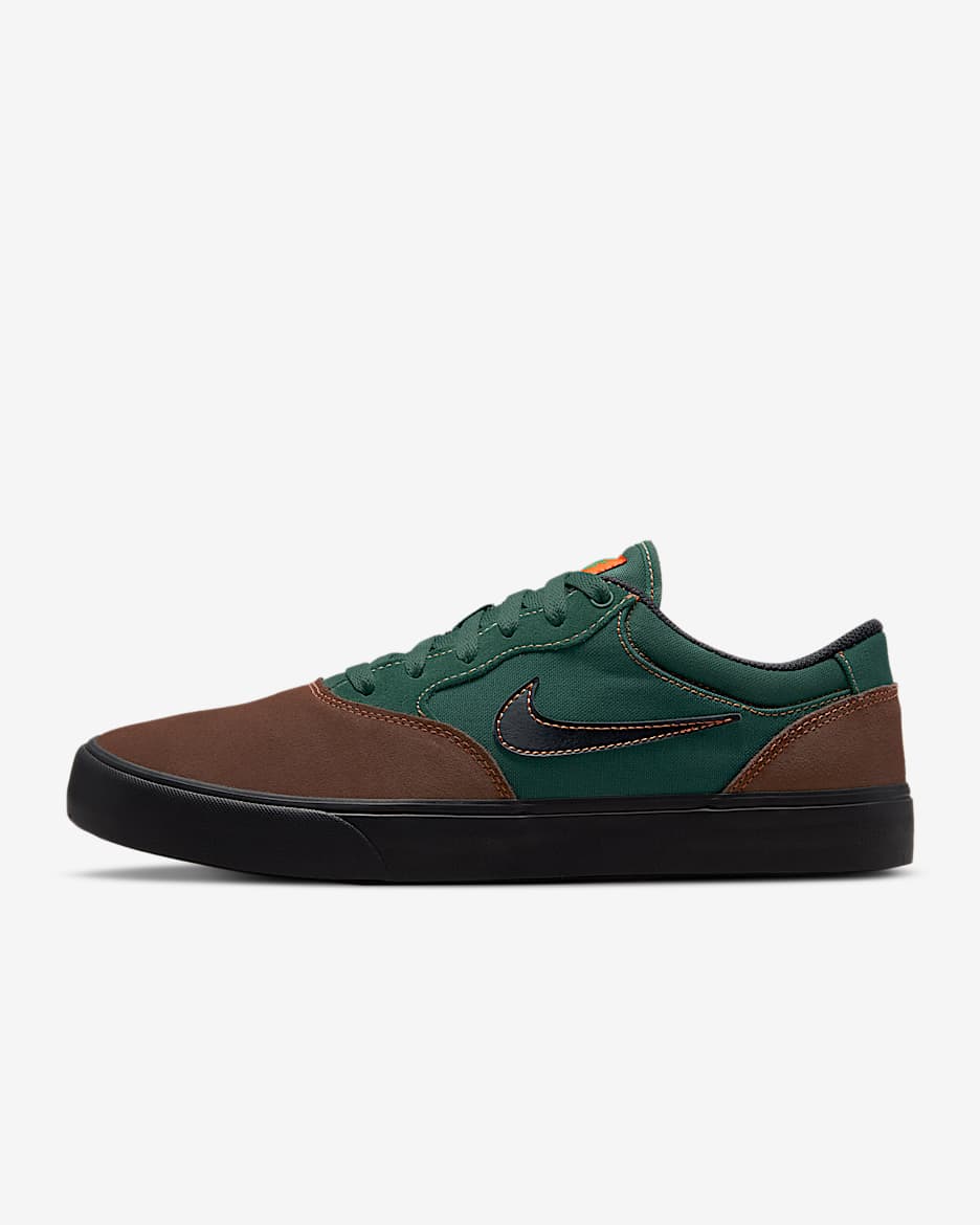 Nike SB Chron 2 男/女缓震薄底滑板鞋 - 浅巧克力色/贵族绿/安全橙/黑