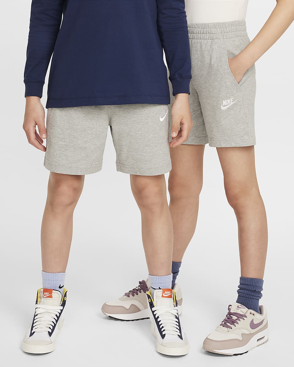 Nike Sportswear Club 大童针织短裤 - 调色暗灰/白色